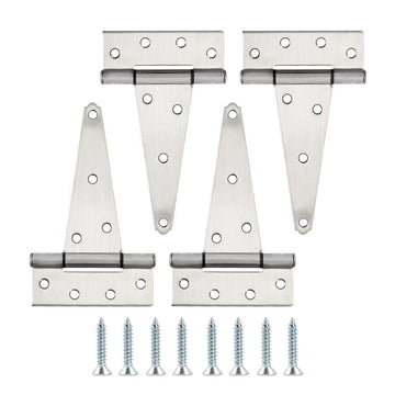 6 Inch Stainless Steel Gate Hinges for Wooden Fences Heavy Duty Tee Hinges, Shed Door Hinge, T-Strap Hinge for Outdoor