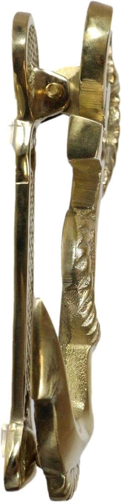 Brass Metal Golden Marine Nautical Sailor Ship Anchor Door Knocker Sculpture with Built in Striking Plate 5.5" H Navy