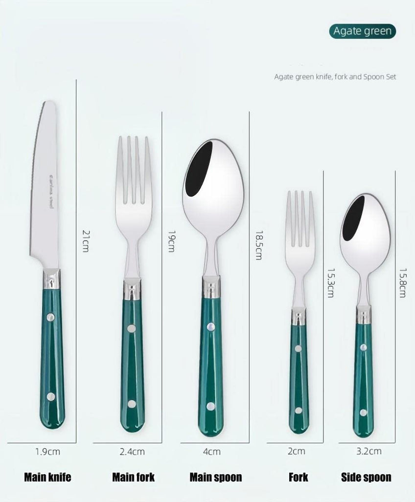 Two Nail Clamp Handles Kitchen Stainless Steel Silverware Tableware Flatware Cutlery Set Steak Knife Fork Spoon