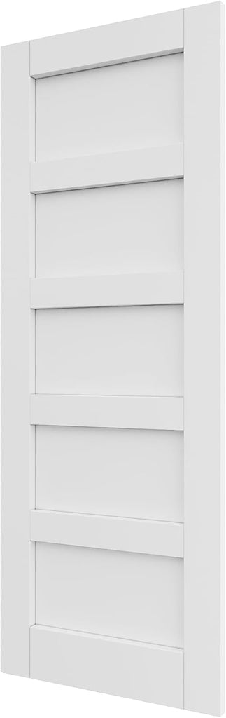 Slab Door Interior, Solid Core Pre-Built Wood Doors 30"x80", 5-Panel White Bedroom Door Shaker, Pantry, Bathroom, Laundry Swing Door w/o Frame, Pre-Finished & Paintable with CARB P2