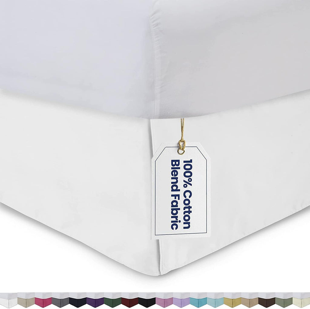 Bed Skirt Queen Size 100% Cotton Blend Fabric, Tailored Fit 1pc Bedskirt Queen Size 12" Drop Length Silver Solid