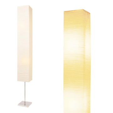 Japanese Floor Lamp with Rice Paper Shade - Corner Lamp - Beige (Square)