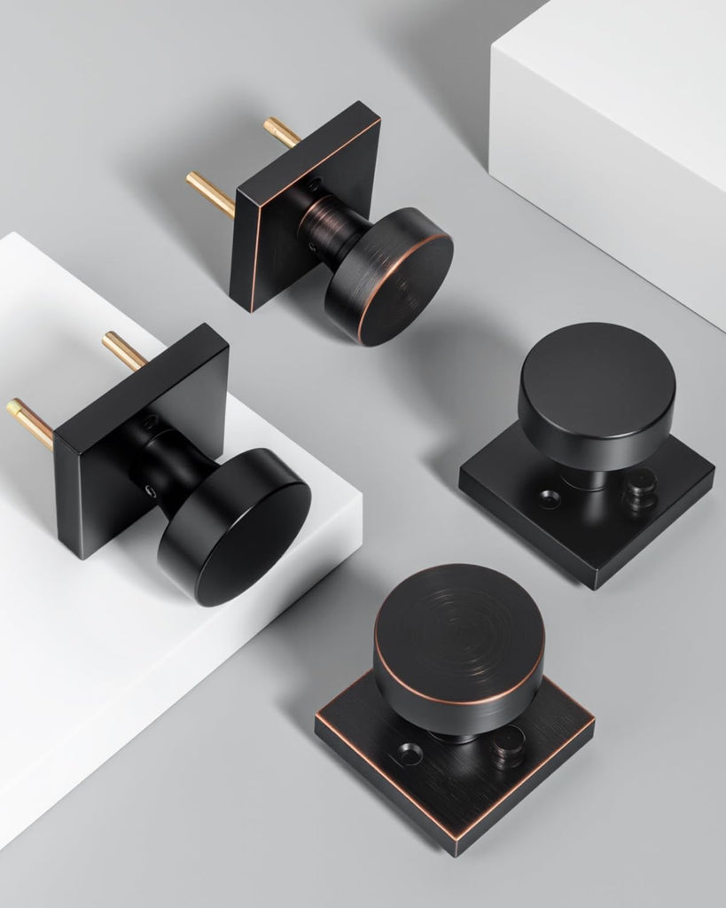 Black Door Knobs Interior, Zinc Alloy Privacy Door Knob , Matte Black Interior Door Knobs with Emergency Release