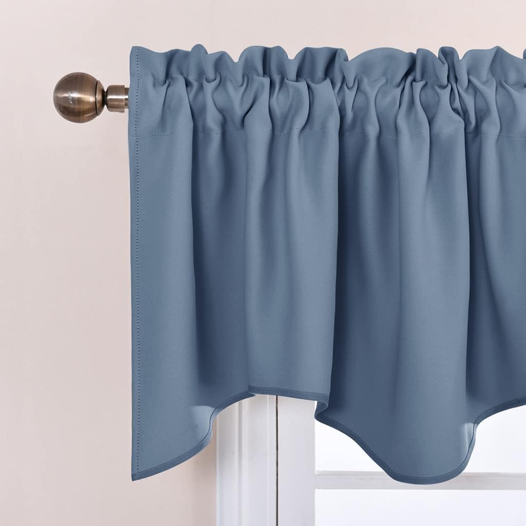 Window Blackout Valances, Elegant Scalloped Curtain Valances Room Darkening Draperies Window Topper for Living