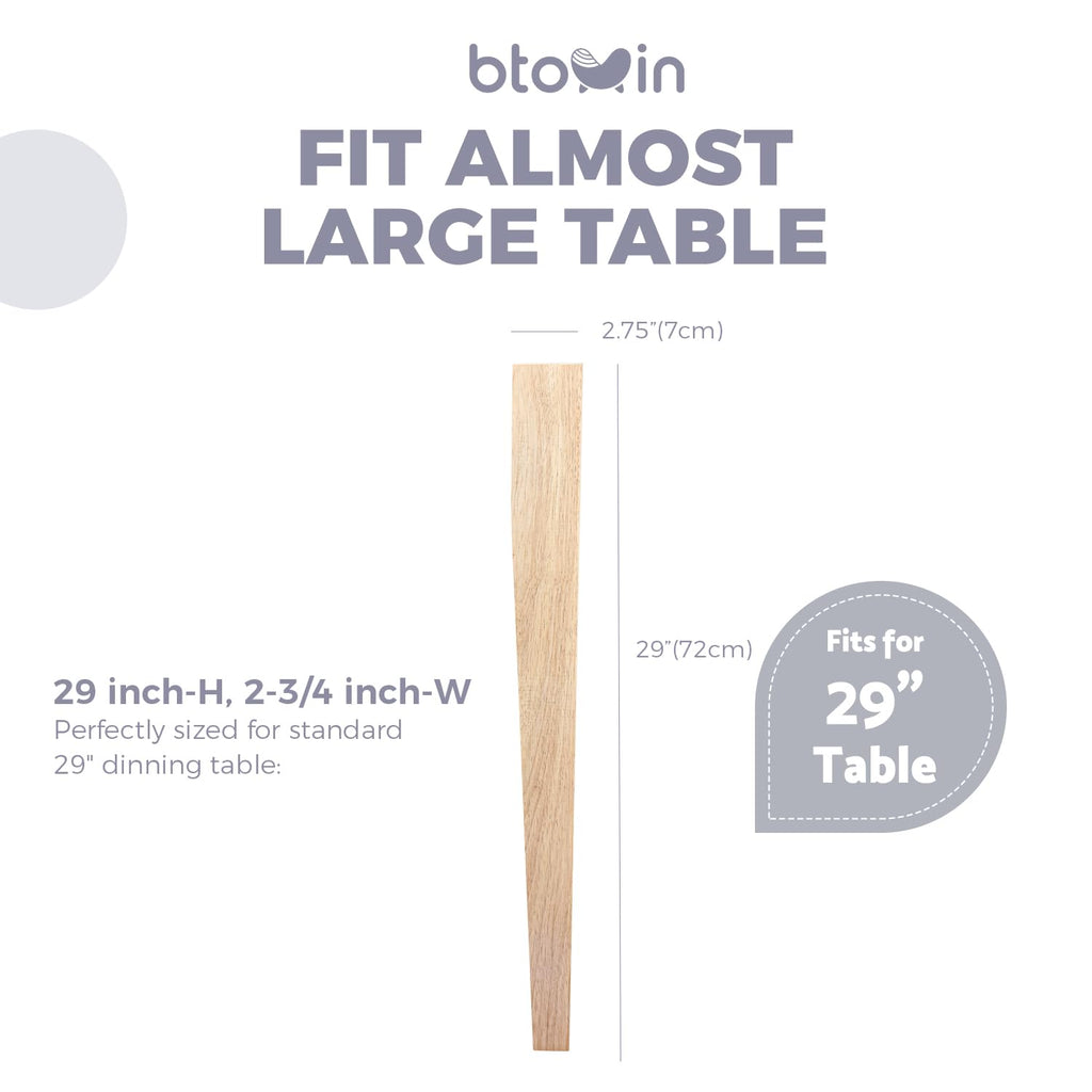29 inch Unfinished Solid Wood Tapered Slim Dining Table Legs, 4Pcs