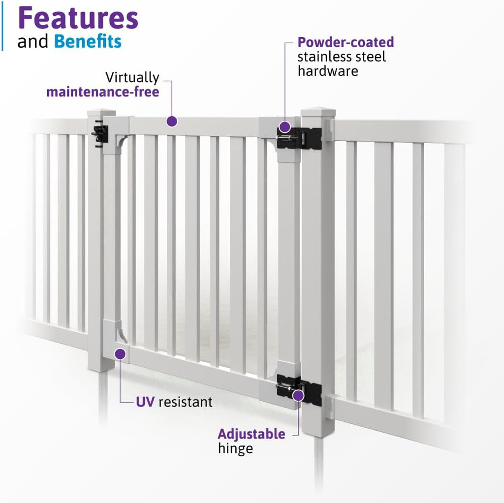 Sturbridge Gate Kit, White, 4ft H x 4ft W, 1 Gate