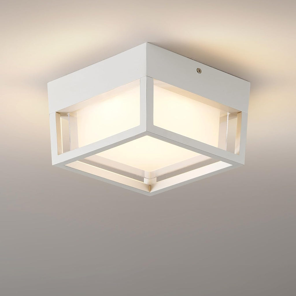 Small Outdoor Flush Mount LED Ceiling Light Exterior Porch Light Ceiling Mounted for Patio Balcony Terrace