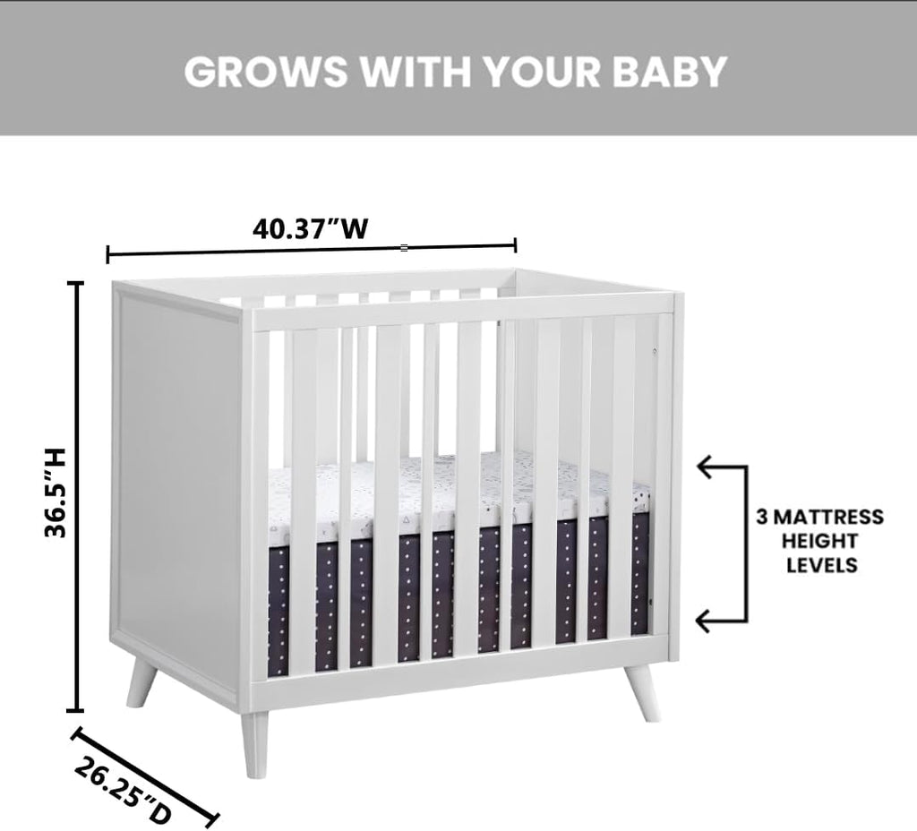 3 in 1 Mini Crib, White