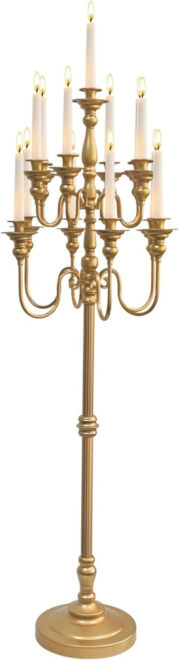 Gold Candelabra Centerpiece, 55'' Tall Floor Candle Holders, Metal 13 Arm Floor Candelabra Centerpiece Decorations