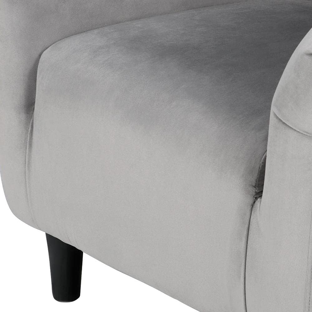 Velvet Accent Chairs, Compact Furry Barrel Chairs with a Curved Silhouette , Gray
