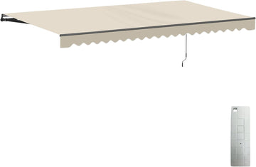 Electric Patio Awning Caribbean Black Frame 20x10 Ivory Cream | Retractable sunshade for decks and balconies