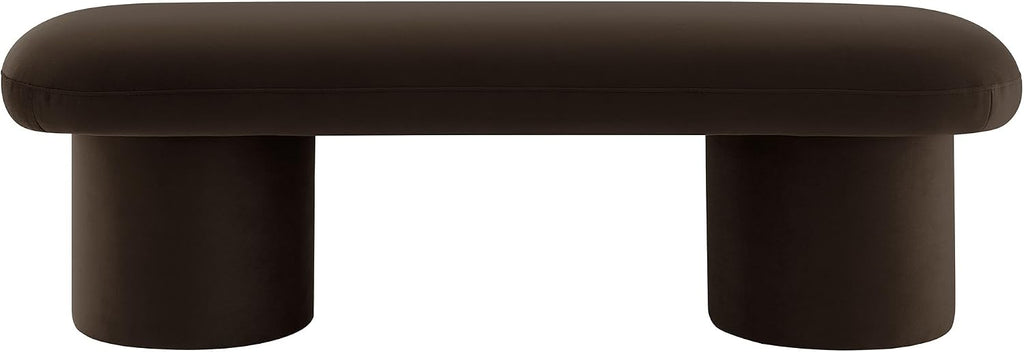 Orla Performance Velvet Upholstered Bench in Chocolate Brown