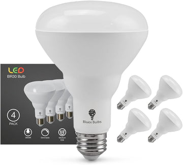 4 Pack 16W BR30 HO High Power LED Indoor Flood Light Bulbs - White Dimmable 1600 Lumens E26 120W Equivalent Base