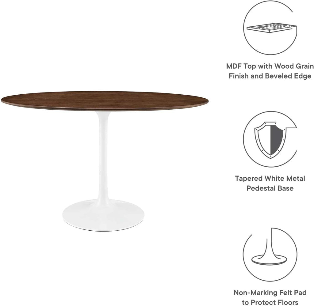 Inspired Saarinen Style Tulip Oval Pedestal Dining Table — Walnut, 48″ Oval