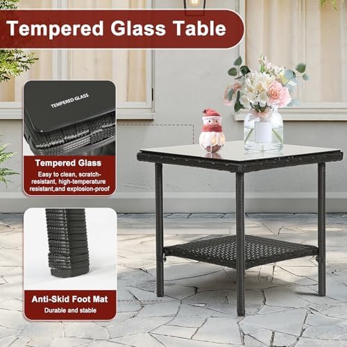Wicker Outdoor Patio Furniture Set - Conversation | Black for Backyard, Garden & Porch