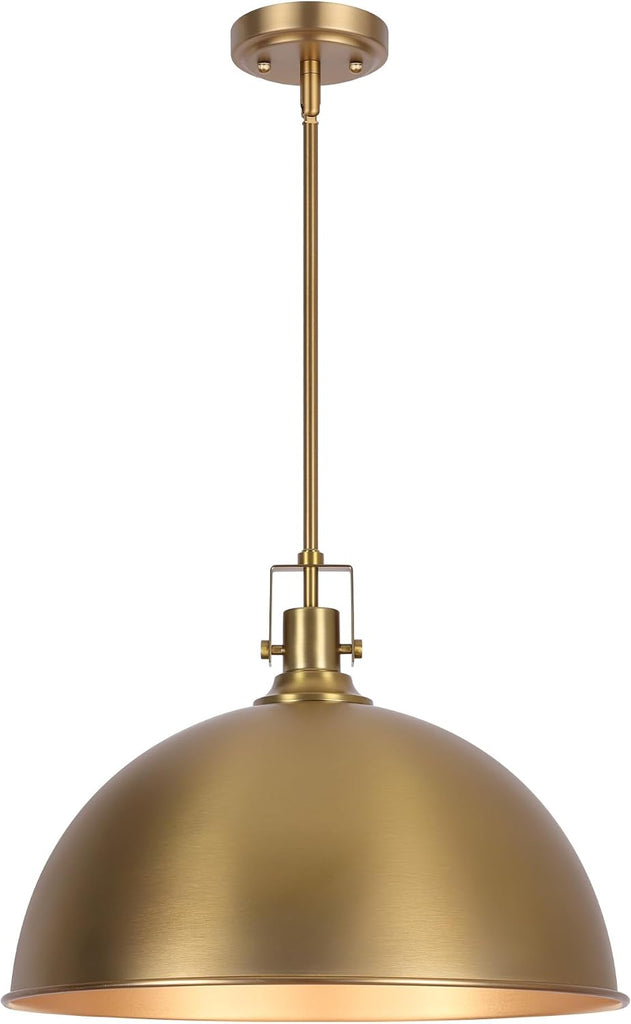 18 Inch Brushed Gold Large Pendant Light Kitchen Island, Farmhouse Modern Dome Pendant Light Fixtures Ceiling Hanging