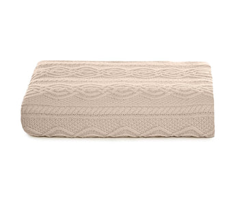 King Size Bed Irish Aran Throw Blanket 100% Super Soft 92x78 Inches (Parsnip)