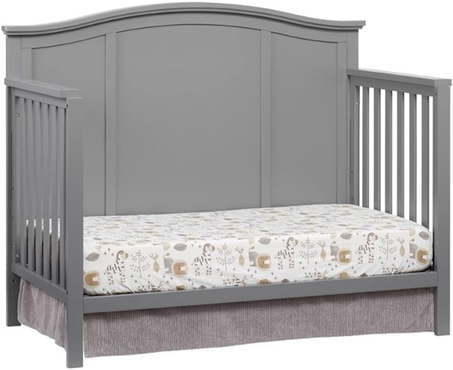 4-in-1 Convertible Wood Crib, Dove Gray Finish, Full Panel Headboard, Greenguard Gold Certified, 45.38 x 56.25 x
