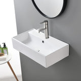 Contemporary 21" X 12" Porcelain Ceramic Wall Mounted Bathroom Vessel Sink, Commercial Rectangular One Hole Bowl Laundry Half Bath Small Bathroom Sink A131-B08N4P9MN7