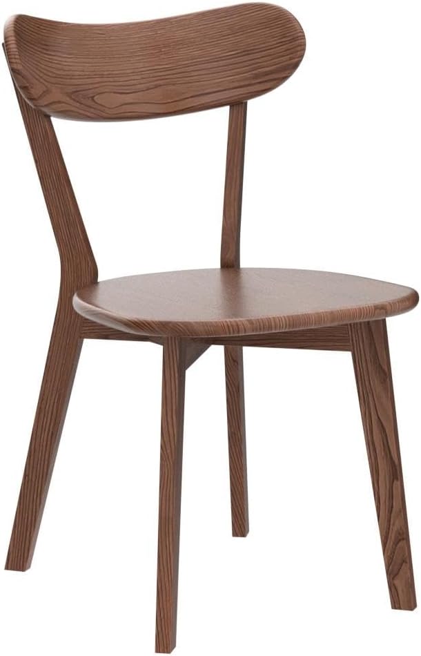 Walnut Oak Wood Dining Chair - Set of 2, Mid-Century Modern, Ergonomic, Easy Assembly