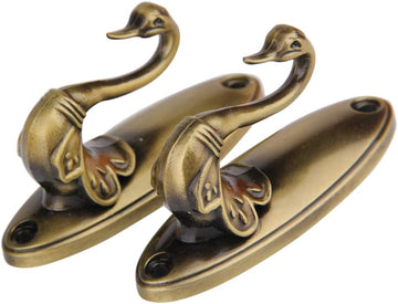 Pair of Swan Style Drapery Curtain Holdbacks Tieback Hooks Tiebacks, U-Shaped Metal Curtain Hooks for Wall, Vintage