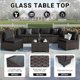 7-Piece Rattan Outdoor Patio Furniture Set - Conversation | Black for Patio, Garden & Porch