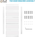 18 in x 84 in Double Glass MDF Barn Doors with 6.6FT Hardware Kit, 5 Tempered Frosted Glass, Slab In