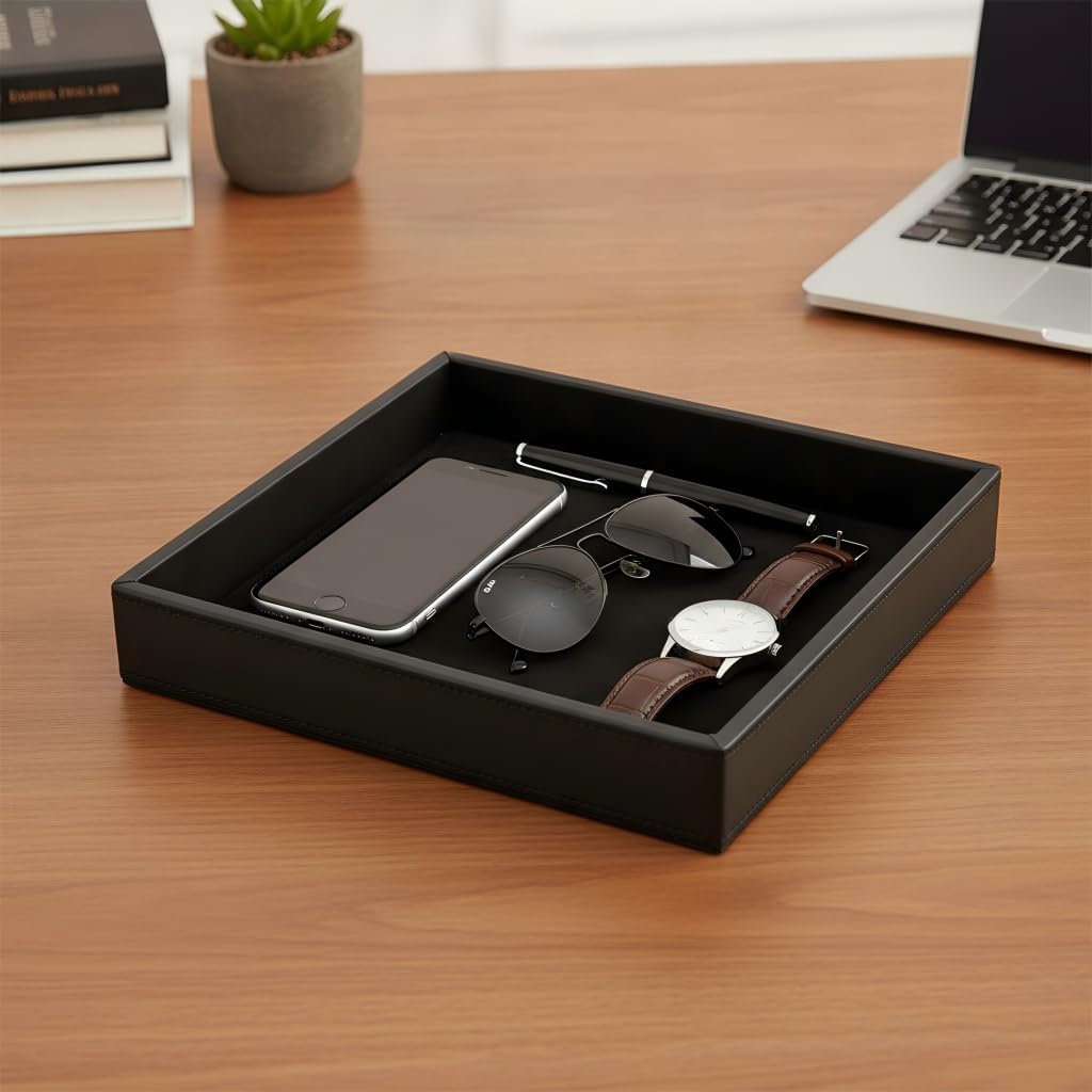 Valet Tray Organizer for Men,EDC Desk Organizer,Black