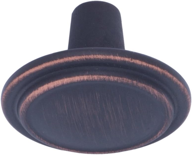 Straight Top Ring Cabinet Knobs, 1.25-inch Diameter, Oil Rubbed Bronze, 10-Pack, with Mounting Screws