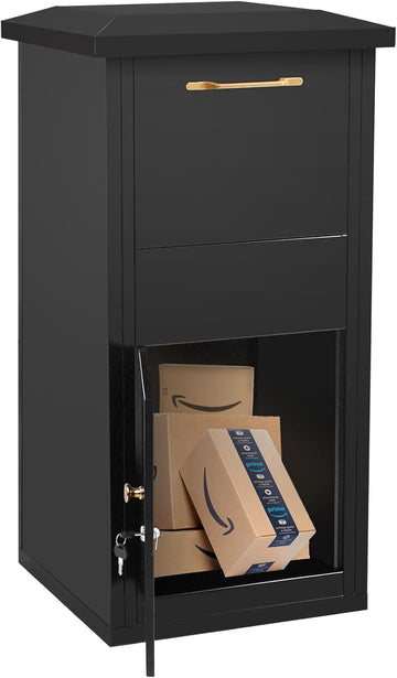 Large Package Delivery Box 17.6" x 15.7" x 38" Parcel Drop Box with Lock, 2.7 ft3 Anti-Theft Lockable Storage Box