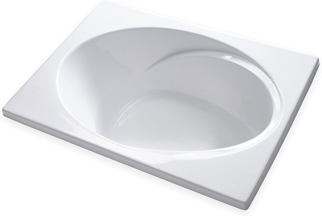 Tubs - SR6042 - Modern Acrylic Oval Rectangle Soaking Bathtub With Built-in Armrest - White Acrylic Fiberglass Drop