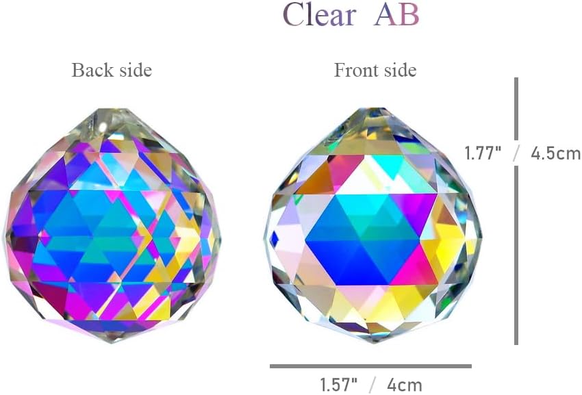 2pcs Crystal Ball Prisms 40mm Glass Suncatcher Clear - Chandelier Crystals, Rainbow Maker for Window, Garden
