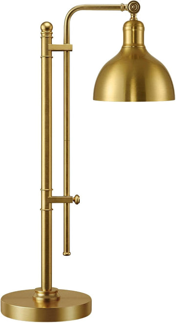 Industrial Adjustable Desk Lamp, Farmhouse Table lamp 29''-38'', Rustic Metal Task Desk Lamp in Brushed Gold Finish