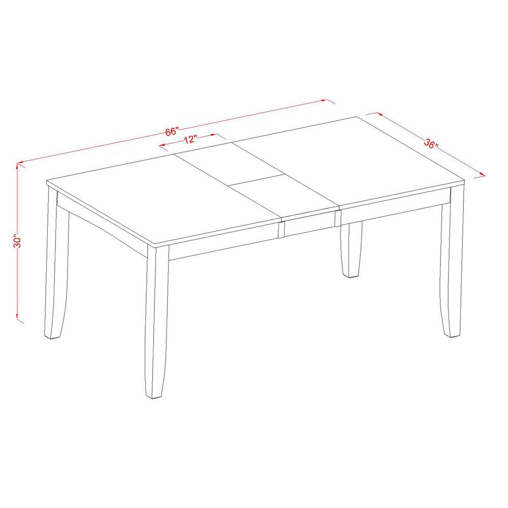 West Furniture 6 Piece Dining Table Set Contains a Rectangle Dining Room Table with Butterfly Leaf and 4