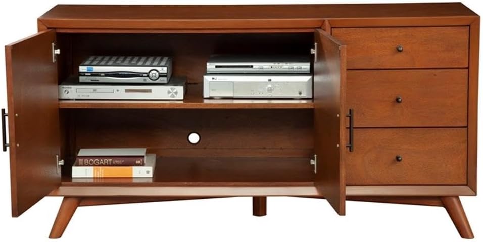 Flynn 58" Mahogany and Okoume Veneer Sideboard with Wine Storage, Chestnut
