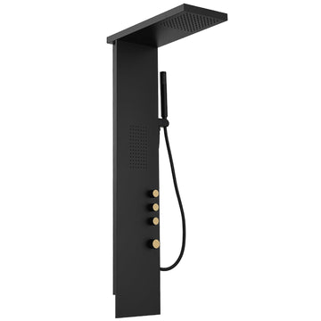 Shower Panel Tower System 3-Functions Wall Mount Black