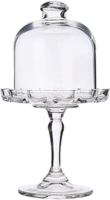Mini Cake Stand Glass Cupcake Display Plate with Dome Cover Pedestal Dessert Stand Holder for Wedding Birthday Party