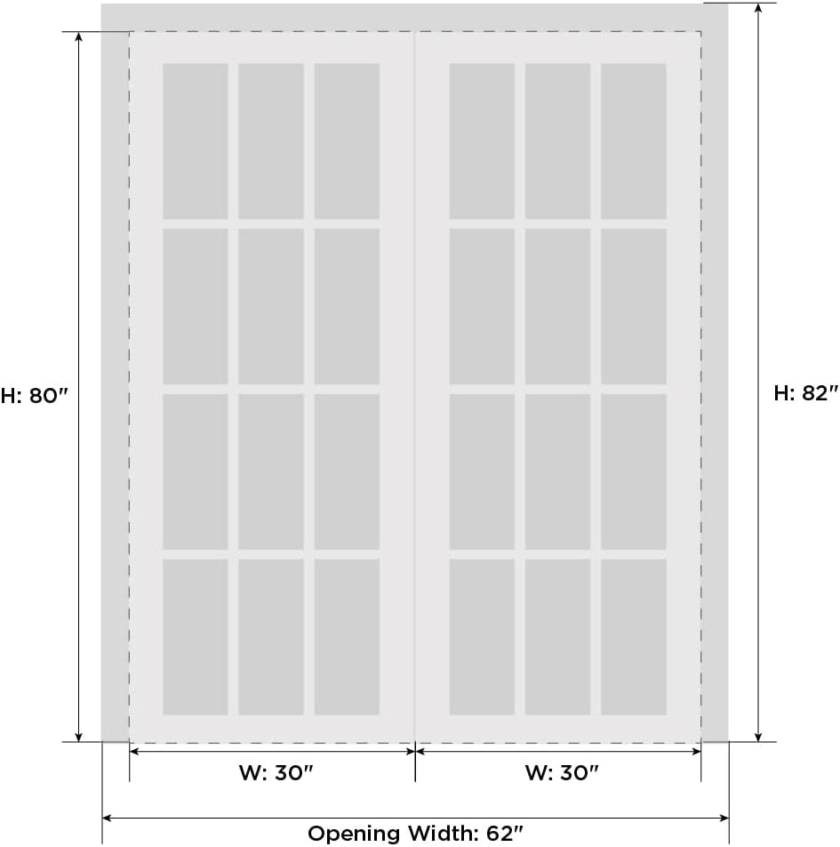 Sete 6933 | Double Swing Interior French Doors with Glass with Frosted Glass, MDF, Hardware Included