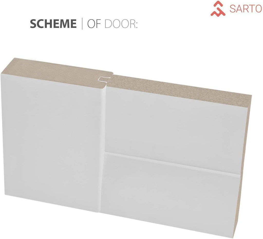 Quadro 4115 | Interior Single Sliding barn Door, no Glass, MDF, 32x80, White, Modern Style | Hardwar