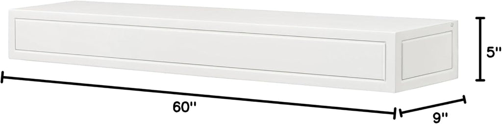 Premium Grade A MDF White mantel shelf, Crisp White paint, 60"L 9"D 5"H, The perfect compliment to your