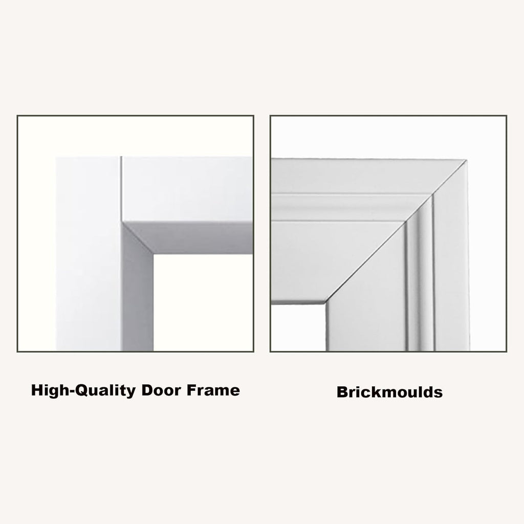 36" x 80" Modern Fiberglass Entry Door, 5-Lite Frosted Glass, Contemporary Exterior Front Door with Vinyl Frame & Brickmould for Residential Homes