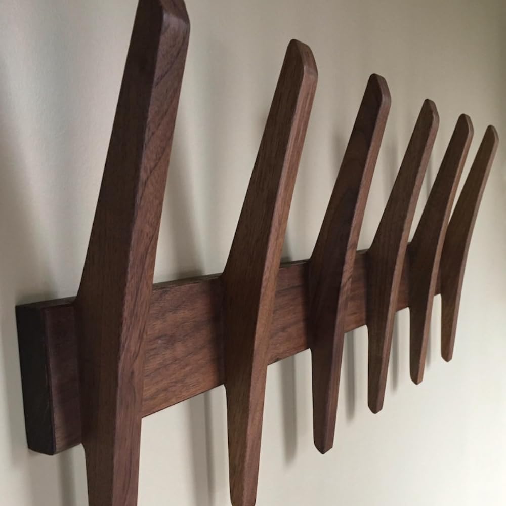 Solid Wood Wall Mounted Rack, Mid Century Modern Coat Rack , Coat Rack, 40 "W x 12 "H x 4 "D, Wall Mounted Rail