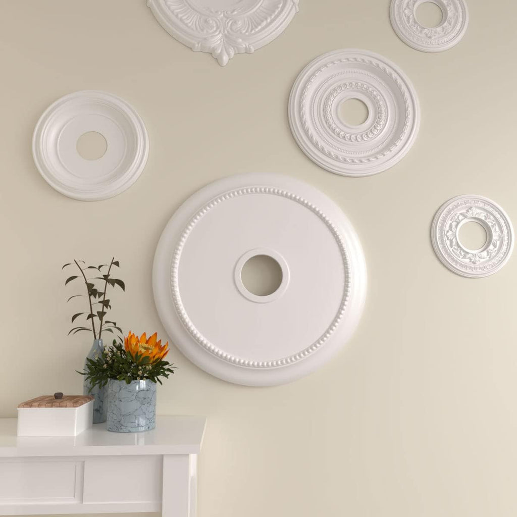 Crendon Ceiling Medallion, 24 1/8"OD x 4 3/8"ID x 2 1/4"P (Fits Canopies up to 4 3/8"), Factory Primed