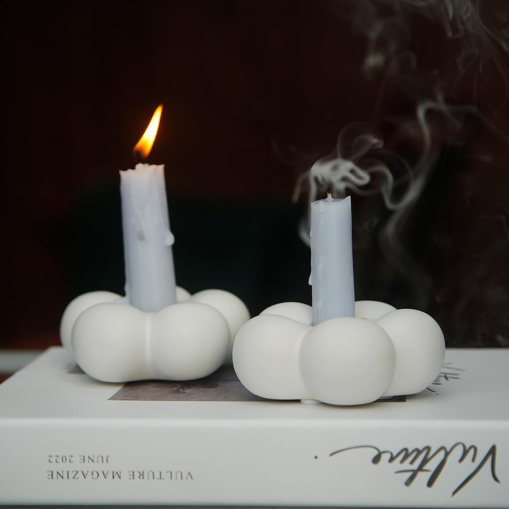 Cute Candle Holders, Ceramic Candlestick Holders for Table Centerpiece Flower Shape Home Decor Wedding Parties Living