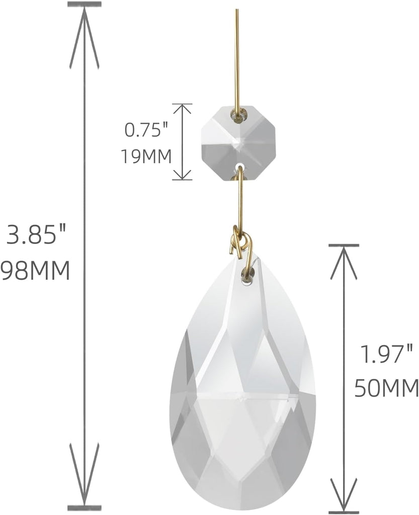 15 Pcs Clear Teardrop Crystal Chandelier, Crystal Pendant for Light Lamp & Window