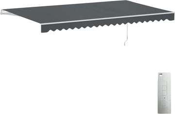 20x10 ft Electric Retractable Patio Awning, Remote Control Motorized & Manual Crank, Outdoor Shade Canopy with