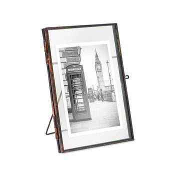 Jacobs 4x6 Bronze Vertical Metal Floating Photo Frame, Locket Closure