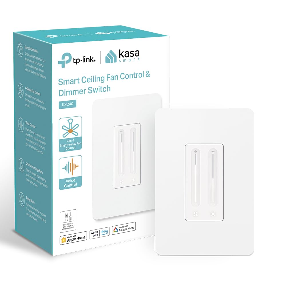 Ceiling Fan Control & Dimmer Switch | Adjustable 4-Speed Fan & Brightness Control | Works w/Apple HomeKit