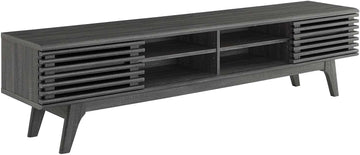 Render Mid-Century Modern Low Profile 70 Inch Media Console TV Stand in Charcoal, 70"