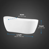 Isaac 58 in. Seamless White Acrylic Freestanding Slipper Bathtub